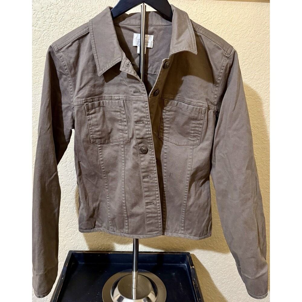 Christopher & Banks Size S Jacket Long Sleeve Button Up Stretch Women's Brown